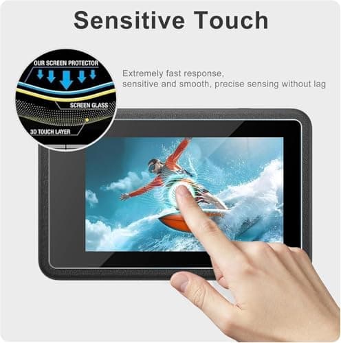 FiTSTILL Tempered Glass Screen Protector with Silicone Lens Cap for DJI Osmo Action 4,Ultra HD 9H Hardness,Scratch Resistant Bubble Free Action 4 Accessories — view 3