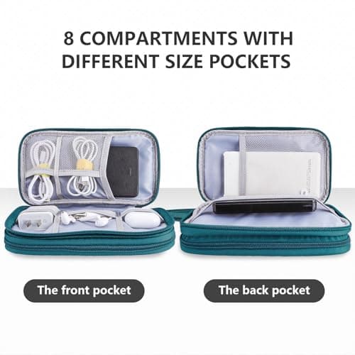 Teskyer Travel Cable Organiser Bag, Travel Essential, Dark Green — view 5
