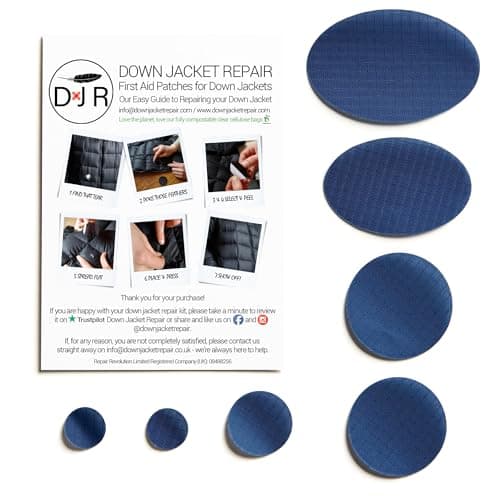 Self‑Adhesive Ripstop Nylon Repair Patch Kit – 30‑Second Fix for Tents, Jackets, Sleeping Bags, Backpacks & Beach Gear – Festival, Camping & Vanlife Essential – 7 Pre‑Cut Patches (Dark Blue) — view 2