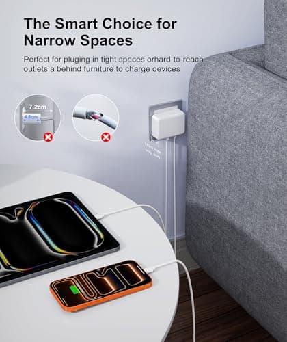 Fast Charger Block, GaN 6 Port USB C Charging Station Hub Cube, 100W Multiport Type C Wall Charger Power Strip Plug with PD 3.0+QC for iPhone 16 15 14 13 12 1 Pro Max XR XS 8 7, Samsung, iPad, Table — view 4