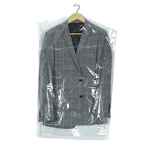 RINTATI 50 Pcs Plastic Garment Bags Set 35.4inch Lightweight Clear Dry Cleaning Laundrette Hanging Clothes Dust Protector Covers for Closet Clothes Storage.