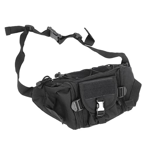 LIYJTK Men Waist Bag Oxford Cloth Waistpack Portable Chest Pouch Hip Pack for Travel Hiking Running Outdoor Sports Black Adventure Mountaineering — view 5
