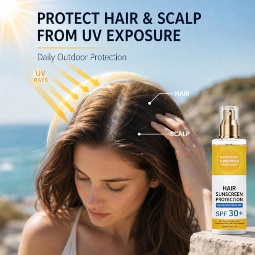 Mineral Scalp Sunscreen, Spray Sunscreen SPF 30, Lightweight Non-Greasy Hair Sun Protection Spray, UV Protection and Prevent Dryness & Color Fade, Suncream For Hiking, Beach, Running, 100ml — view 2