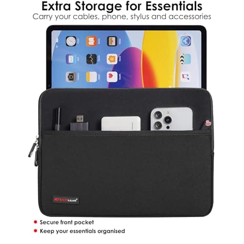 TECHGEAR Neoprene Zipped Sleeve Case Cover 11-13", Anti-Shock Lining fits iPad Pro 13 / Pro 12.9, Samsung Tab S10/S9/S8 Plus S9 FE+ 12.4", Book 12", Surface Pro 11/10/9/8/7, MacBook 13, 11" Laptops — view 5