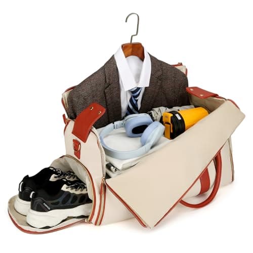 Travel Bag with Wheels, 2-in-1 Foldable Garment Bag, Stylish Carry-On with Toiletry Pocket, Shoulder Strap, and Shoe Compartment for Convenient Travel — view 2
