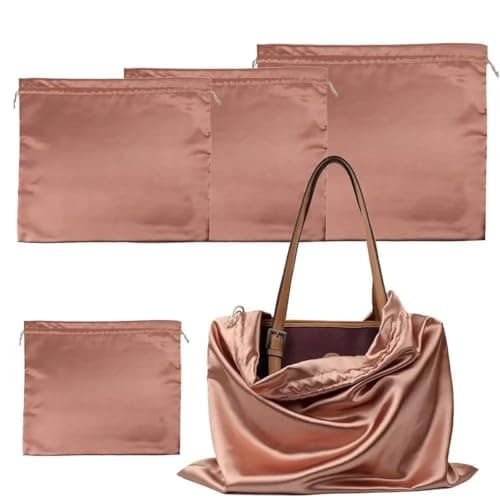 LKXHarleya Drawstring Pouch, 11.02" x 12.99" Silk Cloth Storage Bag for Handbag Purse Shoes Boots Travel, Rose Gold — view 3