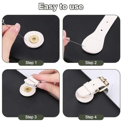 sourcing map 1 Pcs Leather Snap Buckles Snap Button Closure, Magnetic Snaps for Purses and Totes, Sew on Leather Closure Fasteners for Wallet Bags Making Supplies DIY Craft, Brown — view 4
