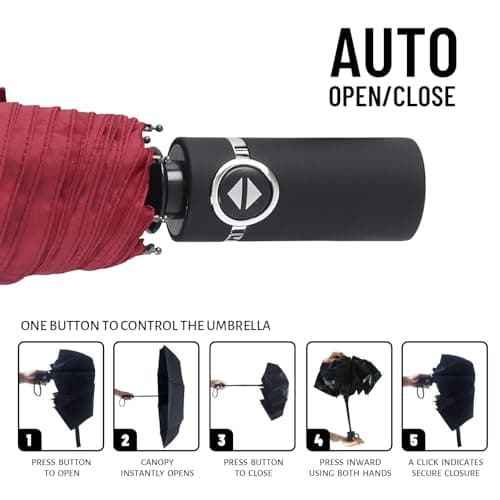SY Compact Travel Umbrella Automatic Windproof Umbrellas Strong Compact Umbrella in Rain for Women Men — view 5