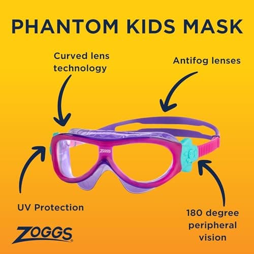 Zoggs Phantom Kids Mask Pink Violet Clear, 0-6 Years — view 3