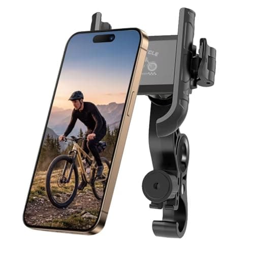 Bike Phone Holder, 360°Rotatable Phone Mount, Quick Release/Install, Secure Lock, Hook, 20-33mm Handlebar Fit, Shockproof Anti-Slip for Bicycle Motorbike E-Scooter, for All Phones