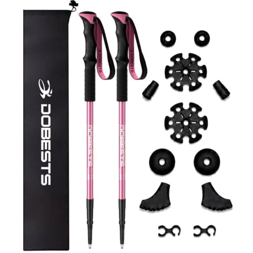 DOBESTS Telescopic Walking Poles 2 Pack, Hiking Poles 65-135 cm, Aluminum