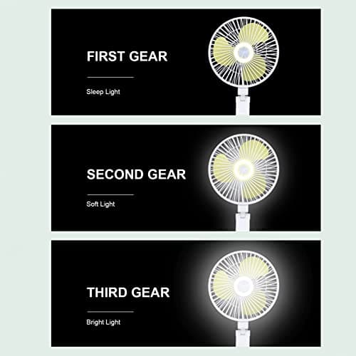7 Inch LED Desk Fan Cooling Rechargeable Foldable Portable 3 Speeds Wall Hanging with Night Light Phone Holder for Travel Office Home — view 6
