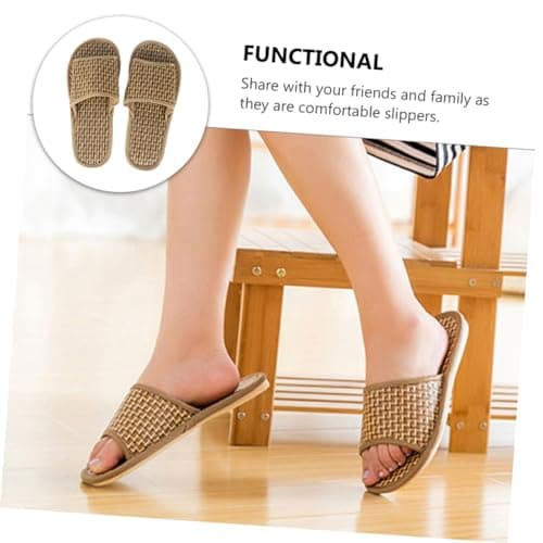 minkissy Bamboo Slippers Summer Woven Sandals Lightweight Breathable Open-Toe Flat Slippers for Women Men Indoor Outdoor Casual Wear — view 4