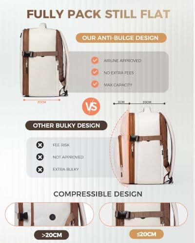 Xkdoai New Expandable for Ryanair Cabin Bags 40x30x20 to 40x30x25 Apricot — view 4