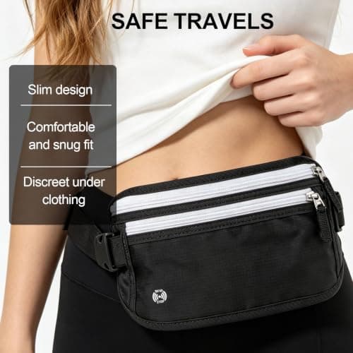 HEGCOIIE RFID Blocking Travel Money Belt, Hidden Passport Waist Pouch — view 6