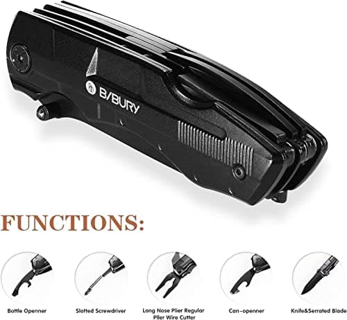 BIBURY 5 in 1 Multitools,Foldable Pliers Stainless Steel Camping Multi Tool — view 4