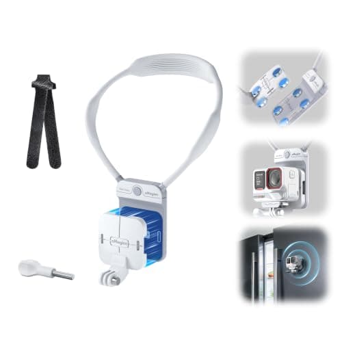aMagisn Magnetic Chest Mount for Action Camera,Hand-Free POV Neck Mount for GoPro Hero 13/12,DJI Osmo Action 6/5Pro /4, Insta360 X6/X5/Ace Pro 2,Action Camera Accessories for Vlog,Sports Travel-White