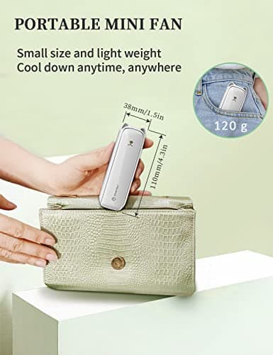 LETSCOL Handheld Mini Fan, 3 in 1 Hand Held Cooling Device, Portable and Personal with Power Bank & Flashlight, Foldable for Travel, Desk, Makeup (White) — view 6