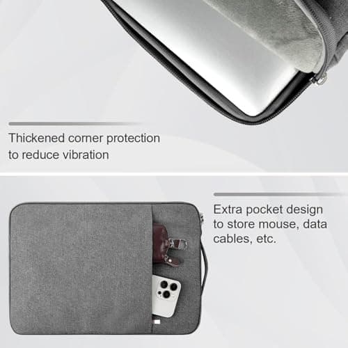 Flintronic Laptop Sleeve for 14 Inch, Water Resistant Laptop Sleeve, Portable Mens Lap-top Bag with Pockets and Compartments, Compatible with MacBook, Asus, Dell, HUAWEI 14 Inch Lap-top (Dark Gray) — view 4