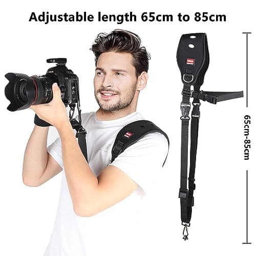 Lifuncren Camera Strap with Camera Wrist Strap Set, Quick Release Camera Shoulder Strap with Safety Tether and Quick Attach Plate, Adjustable Camera Neck Strap for DSLR SLR Camera — view 2