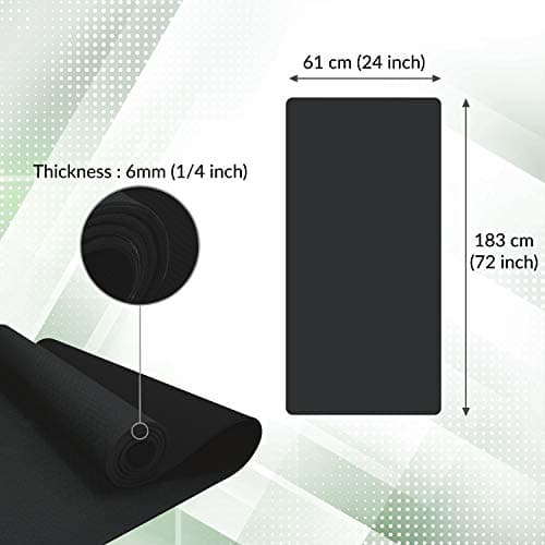 ComFyMat Yoga Mat – Non-Slip Premium TPE Eco-Friendly Workout Mat for Pilates, Meditation – Black/Black (183cm x 61cm x 6mm) with Bonus Waterproof Carry Bag — view 4