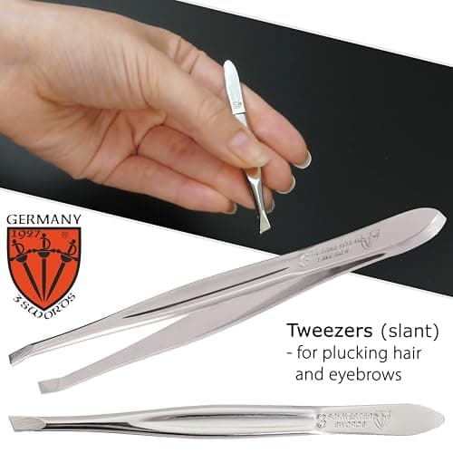 3 Swords Germany - brand quality 3 piece manicure pedicure grooming kit set for professional finger & toe nail care scissors file genuine leather case in gift box, Made by 3 Swords (000378) — view 3