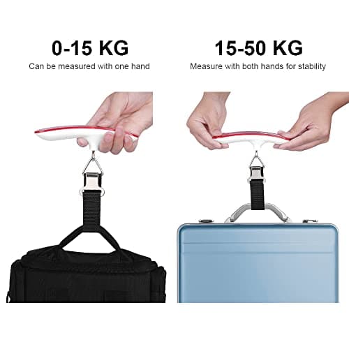 Flintronic Luggage Scales, Portable Suitcase Weighing Scales for Travel, Electronic Luggage Scale Hanging with Backlit & Tare Function, Weight Scale for Travel Shopping Luggage Bag-Red — view 6