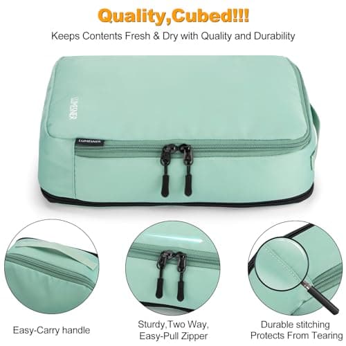 Compression Packing Cubes, Lumesner 8 Set Travel Essentials Packing Cubes for Carry on Suitcases, Compression Suitcase Organizers Bag Set & Travel Cubes (8-piece, Green) — view 6