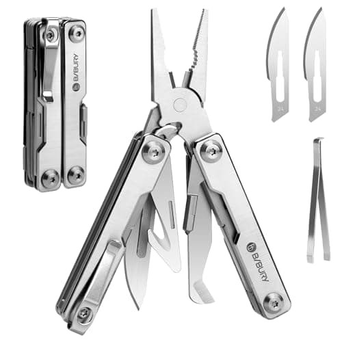 BIBURY Multitool, EDC Mini Pocket Tool, Foldable Pliers - BI2051A Silver