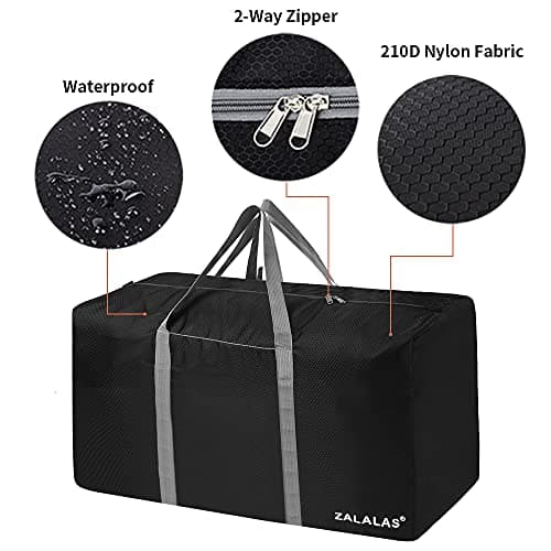 ZALALAS Travel Duffle Bag,96L Extra Large Duffel Bag Lightweight,Waterproof Duffel Bag for Men Women,Black, Black, Black 96L, Water Resistant — view 4