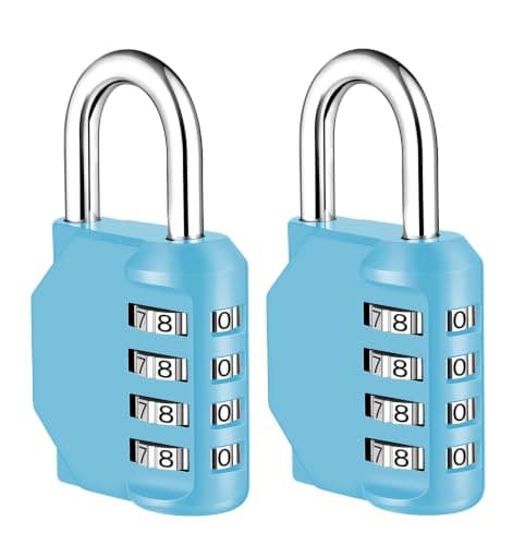 NAGE Combination Padlock, Code Padlock 4 Digit (2P, Sky Blue)