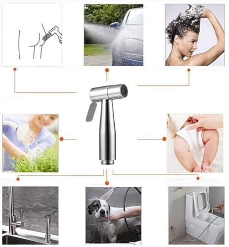 Hand Held Bidet Sprayer, Stainless Steel Portable Bidet Sprayer, Bidet Attachment for Toilet, for Bathroom Personal Hygiene Cloth Diaper Cleaning — view 5