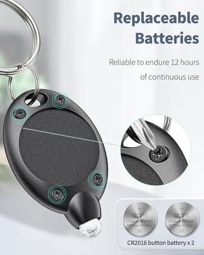 Uniclife 10 Pack LED Keychain Flashlight Black Shell | Mini LED Keychain Light 12 Lumen Portable Ultra Bright Battery Powered Key Ring Torch for Outdoor Camping Hiking and Emergency Lighting — view 4