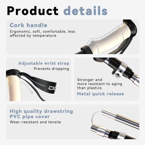 DOBESTS Folding Walking Poles 2 Pack, Lightweight Collapsible Hiking Poles — view 5