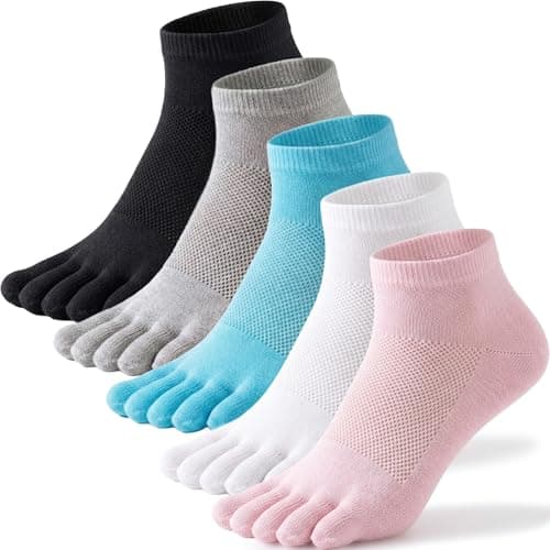 QUPOLPOL Toe Socks for Women, Low Cut Ankle Socks, 5 Pairs, UK 3-7