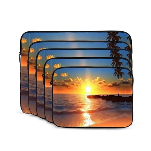 Laptop Sleeve Case 10 inch, Shockproof Protective Laptop Cover Beach Sunrise Briefcase Portable Carrying Computer Bag — view 2