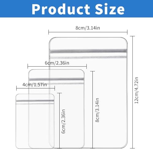 COMNICO 60PCS Jewelry Bags Clear Plastic Reclosable Thick Bags Necklace Ring Anti-Oxidation Storage Pouch for Photo Bakery Treats Travel Storage Packaging Shipping Transparent Organizer — view 2