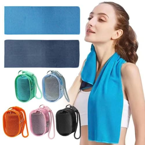 Cooling Towel, 30 * 100 cm for Neck and Face, Instant Chill Sports Cloth with Clear Carry Pouch, Lightweight Sweat Wicking Towel for Gym, Running, Hiking & Outdoor Recovery (Orange) — view 2