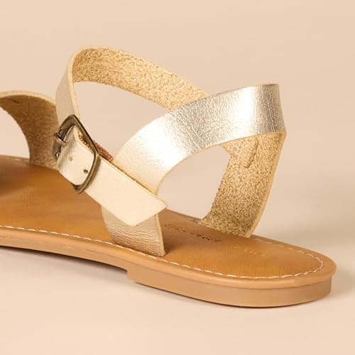 Amazon Essentials Women's Two Strap Buckle Sandal, Gold, 5.5 UK — view 2
