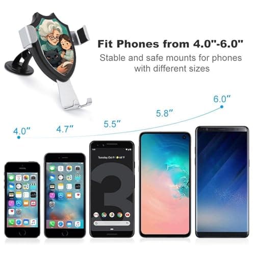 NWTRK Car Phone Mount Stand Non-Slip Ultra Stable Cell Phone Holder Hands Free Grandma Hugs Car Phone Holder Universal Fit Automobile Clamp Cradle Compatible with Most Cell Phones — view 3