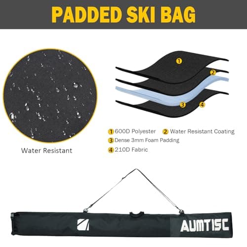 AUMTISC Ski Bag and Boot Bag Combo for 1 Pair of Ski and Boots,Adjustable Length Ski Bag — view 2