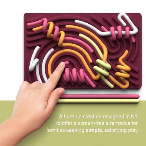 Pushpeel Sensory Activity Board: Silicone Fidget Toy for Calming, Stress, Anxiety, ADHD & Autism | Silent, No Mess | Kids 3+ & Adults | Includes Portable Travel Bag & 11 Strings — view 5