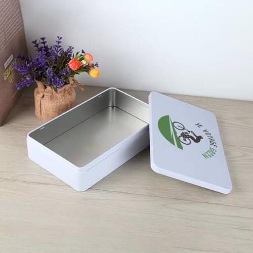 Fabulous White Metal Box – Je Voyage Green Bike Travel MTB Nature – 11 x 18.5 x 5.5 cm – Storage Box, Key, Tools, Lunch Box, Sugar, Biscuit — view 5