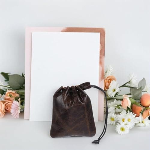 2 Pcs Leather Pouch, Genuine Cowhide Small Drawstring Pouch, Suitable for Carrying Fitness Equipment, Travel Essentials, or Daily Essentials — view 4