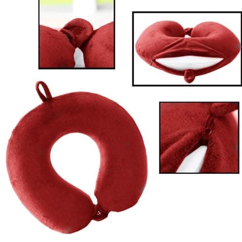 kierain Travel Pillow - Memory Foam Neck Pillow Support Pillow,Luxury Compact & Lightweight Quick Pack for Camping,Sleeping Rest Cushion (Red) — view 2