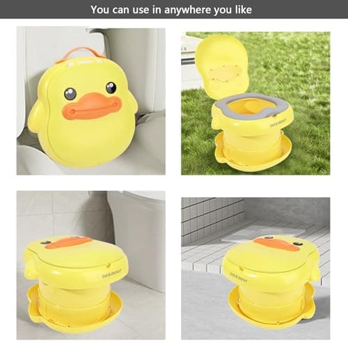 Bebamour Baby Potty Training Toilet Seat Portable Potty for Toddlers Travel Potty for Boys and Girls with Potty Liners, Yellow — view 6