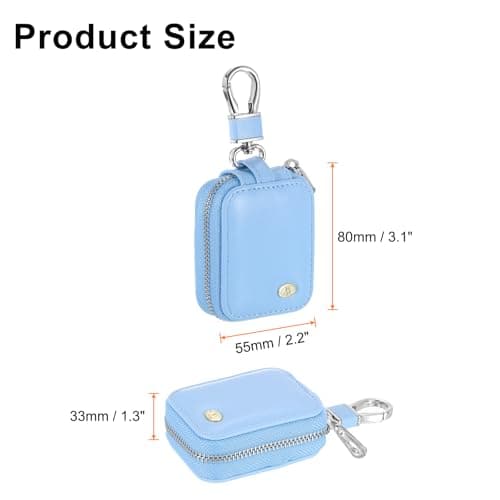 sourcing map Earbuds Cases, Earphone Case Holder, PU Leather Ear Buds Case Zipper Organizer Small with Mesh Pocket for USB Cable, Wireless Wired Earphones, Blue — view 2