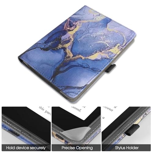 HGWALP Universal Case for 6" eReaders, Folio Leather Stand Cover with Handstrap Compatible with All 6 inch Paperwhite/Kobo/Tolino/Pocketook E-Book Reader,Marble Purple — view 3