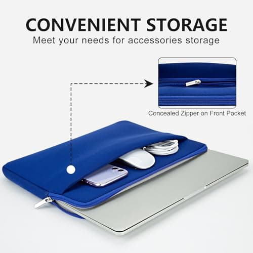 HEDUGO Laptop Sleeve Bag Compatible with 13 to 14 inches MacBook Air/Pro Chromebook Notebook Portable Case with Front Pocket Padded Computer Pouch Cover Protective for 13” to 14” Laptop,Blue — view 2