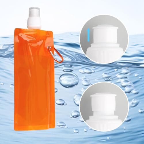 GroveEss Collapsible Water Bottle-2PCS Foldable Travel Water Bottles with Clips 480ML Reusable Portable Soft Leakproof Drink Pouches for Outdoor Sports Cycling Running Hiking — view 3